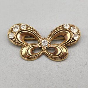 Rhinestone Butterfly Brooch Gold Tone Pin Jewelry Accessory